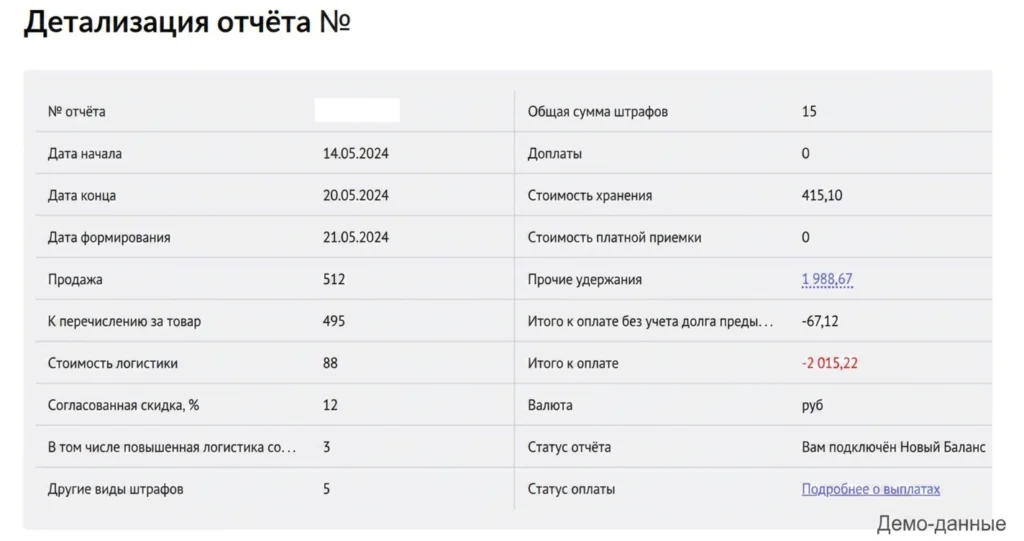 Детализация отчета Wildberries